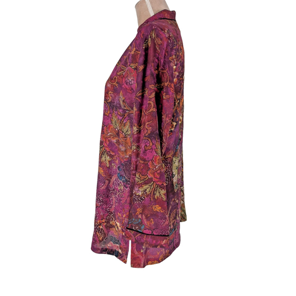 Chicos Geisha Kimono Tunic Top Silk Artistic Colorful Sz L Multi Whimsy - Picture 3 of 10